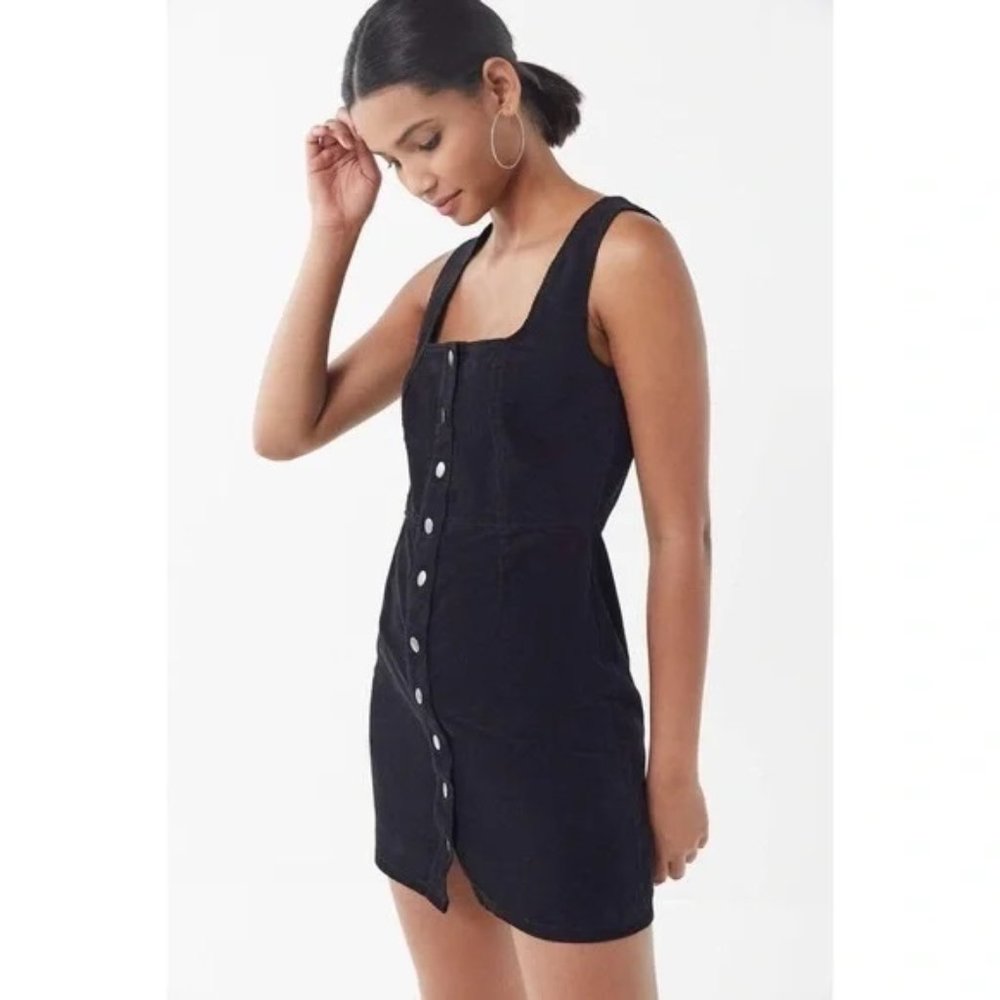 TWO Urban Outfitters Button Down Mini (Black Pleather and Army Green Denim)